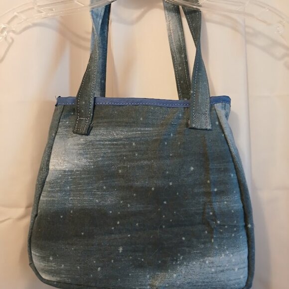 New Galaxy Stars print Shoulder Bag Purse denim Blue Double handle Western Gems - Picture 5 of 7